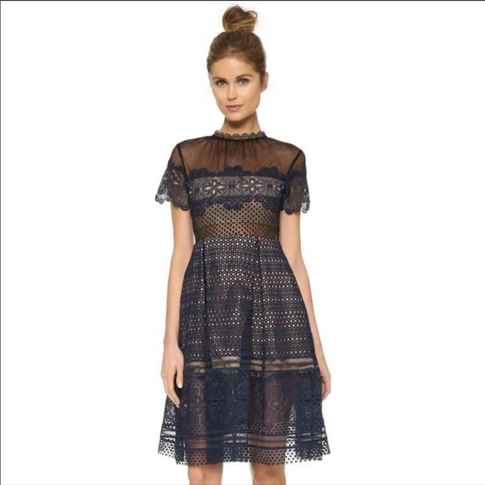 Self Portrait Navy Lace Dress